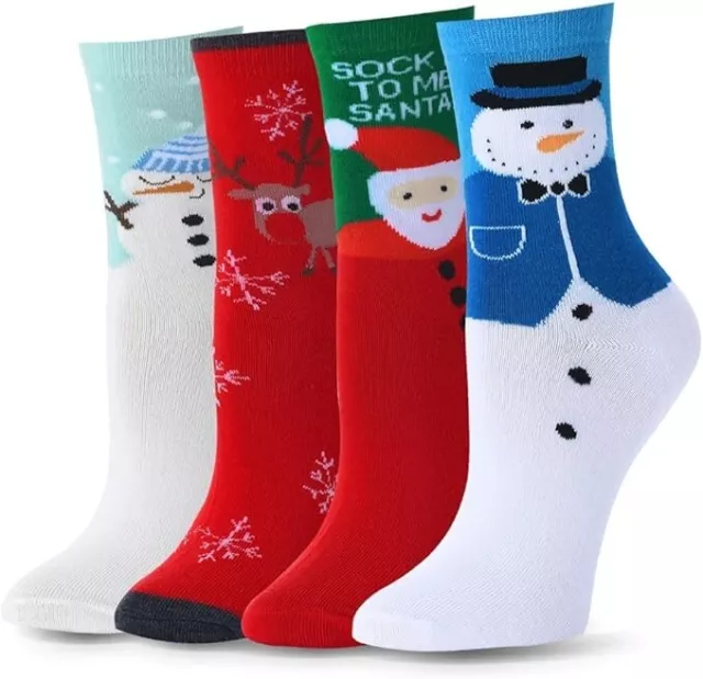 4 Pairs Ladies Socks Women's 4-7 Ambielly Colorful Festive Design Patterned