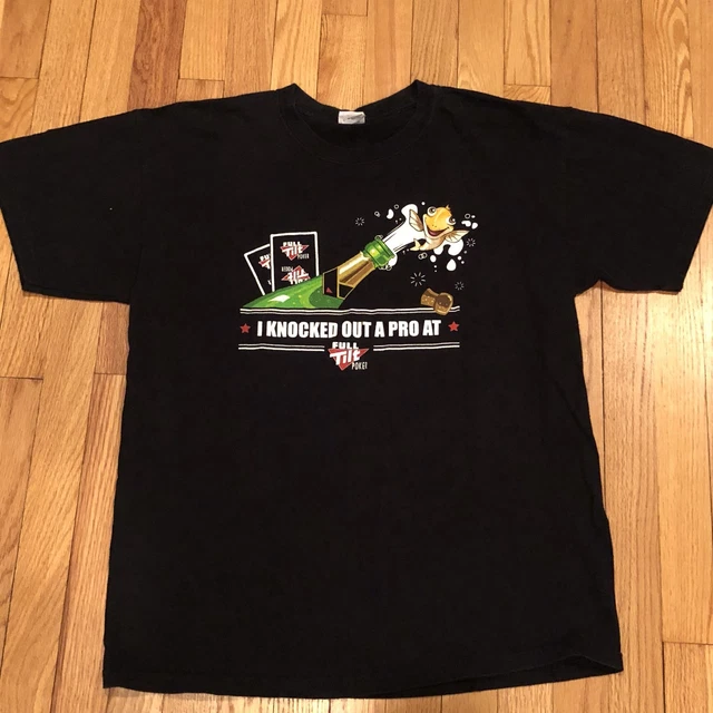 FULL TILT POKER I Knocked Out A Pro Shirt LARGE Black Texas Hold