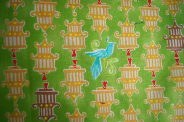 1 Yard Chinoise by Clothworks Cotton Quilting Fabric 36" X 44" Birdhouses Green