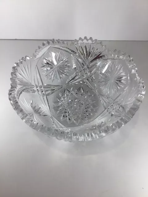 ABP American Brilliant Cut Glass Bowl with Scalloped Saw Tooth Edge - Vintage