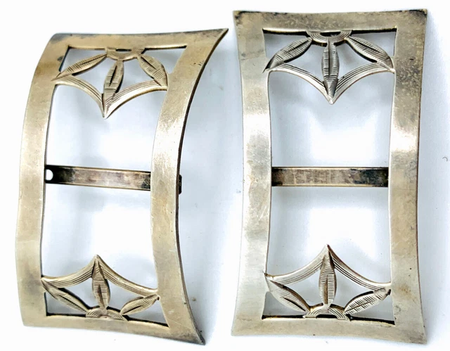 Antique Victorian Edwardian English Sterling Silver Sheffield Shoe Buckles Antique Victorian Edwardian English Sterling Silver Sheffield Shoe Buckles