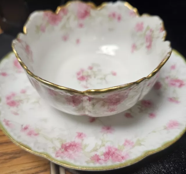 Haviland & Co Limoges France Cup & Saucer, Pink Daisies