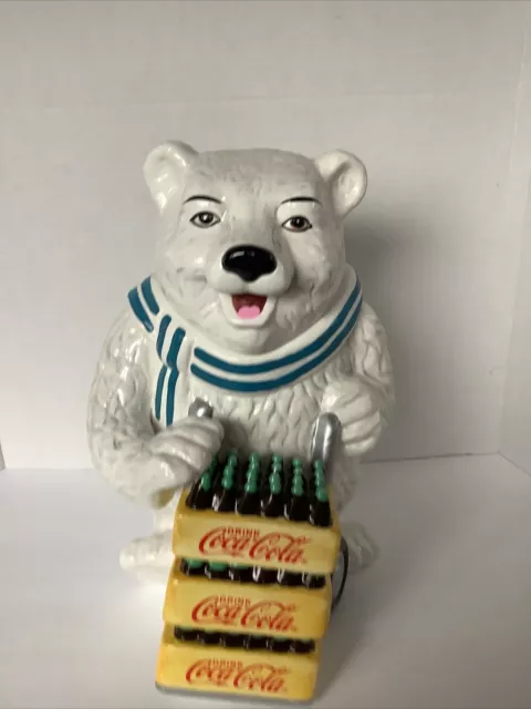 Coca-Cola POLAR BEAR DELIVERY 2000 Ceramic Cookie Jar Coke Bottles Gibson W/Box