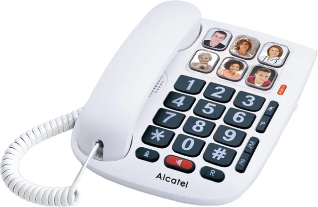 Telefono cablato per anziani bianco FISSO ALCATEL TMAX10 tasti grandi Vivavoce