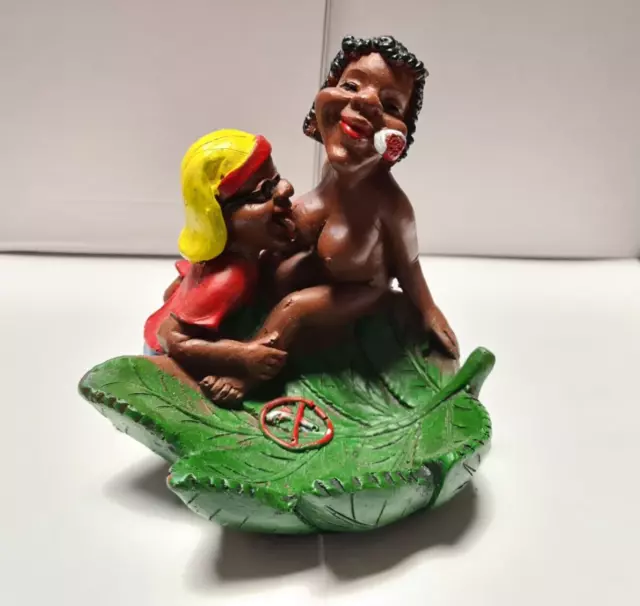 Rasta Man & Lady Lover Green Leaf Funny Resin Ashtray Smokers Home Decor Gift