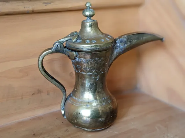 Antique Brass hand made Middle Eastern Coffee Pot Dallah Arab Islamic