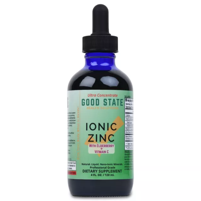 Iónico Cinc, Sauco Vitamina C 4 Fl OZ Frasco de Vidrio Por Good State