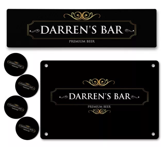 Personalised Bar Runner Sign Coaster Any Name Garden Plaque Gift Bar Pub 90 2