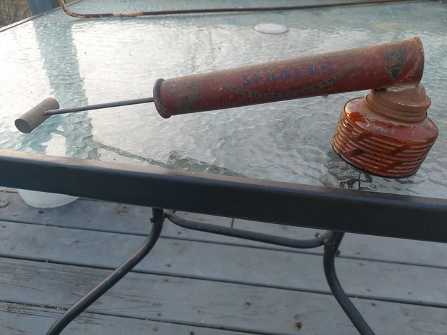 Antique Poison Pump Sprayer Fumigator W Glass Container