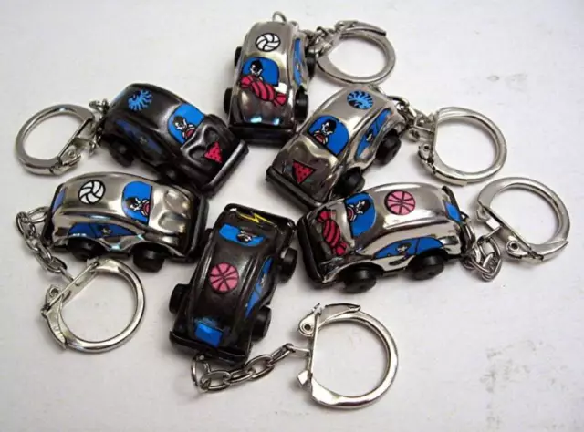 6 Old VW Volkswagen Beetle Metal Keychains Vending Toys