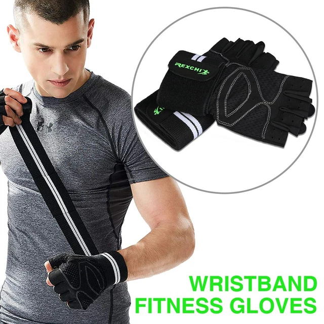 Men Weight Lifting Gym Gloves Workout Wrist Wrap Sport Exercise Training Fitness