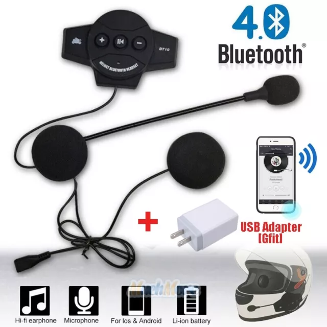 BT Mic Bluetooth 4.0 Motorcycle Helmet Interphone Intercom Headset 6 Rider 1200M