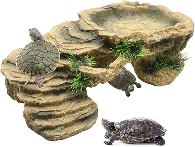 PINVNBY Turtle Basking Platform,Tortoise Resin Dock Resting Rock Reptile Habitat