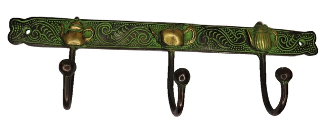 3 Hook Vintage Antique Finish Handmade Brass Cloth Key Towel Wall Hanger Hook