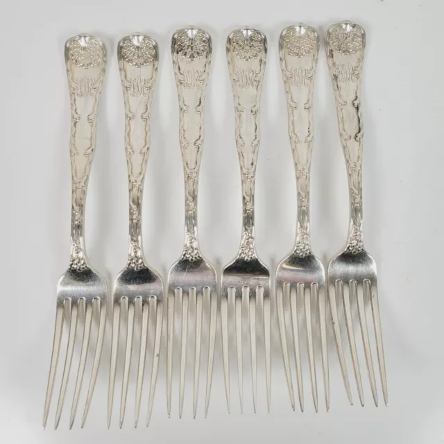 Antique 6X Tiffany & Co. Wave Edge 8" Forks Sterling Silver