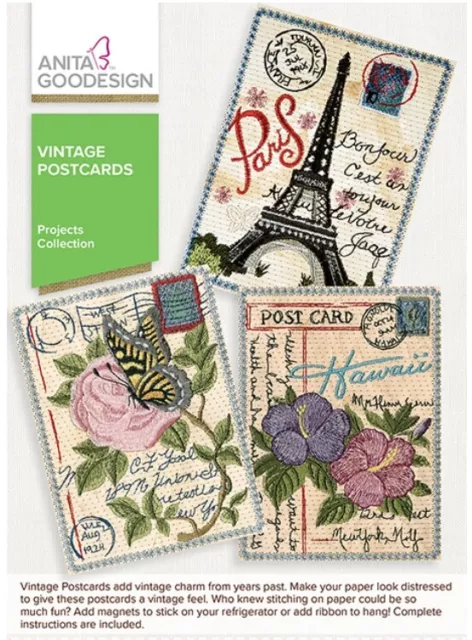 Anita Goodesign - Vintage Postcards - Machine Embroidery Designs Usb Pes