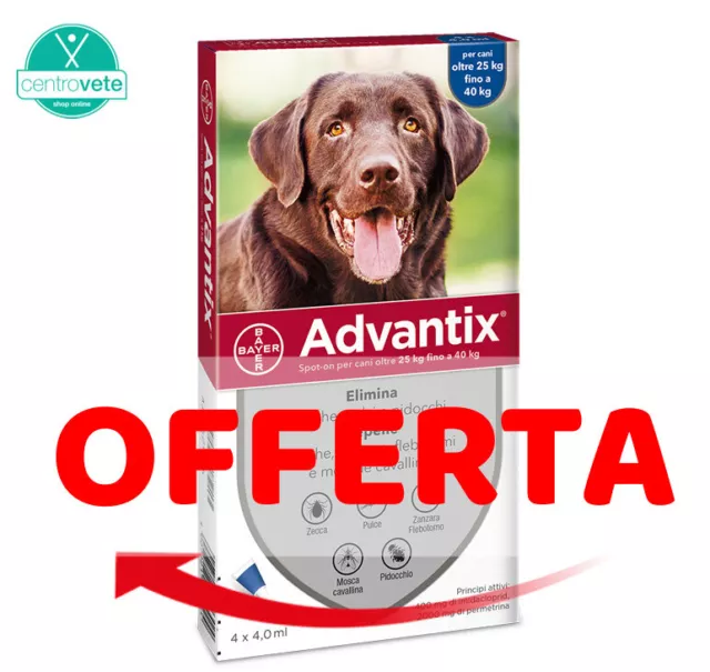Advantix Bayer 4 Pipette per cani da 25 - 40 kg → Antiparassitario CANI Grandi