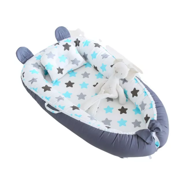 GOMINIMO Portable Baby Lounger & Baby Nest with Pillow (Stars) GO-BBL-100-QM