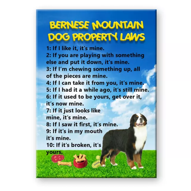 BERNESE MOUNTAIN DOG Property Laws MAGNET Steel Cased