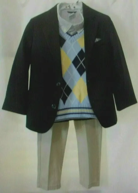 Boys 5 (4 piece) Van Heusen black sport coat; pants, oxford shirt, sweater vest