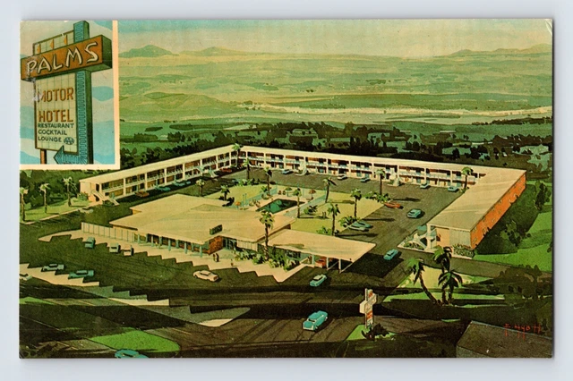 Postcard New Mexico Las Cruces NM Palms Motor Hotel Motel 1960s Unposted Chrome