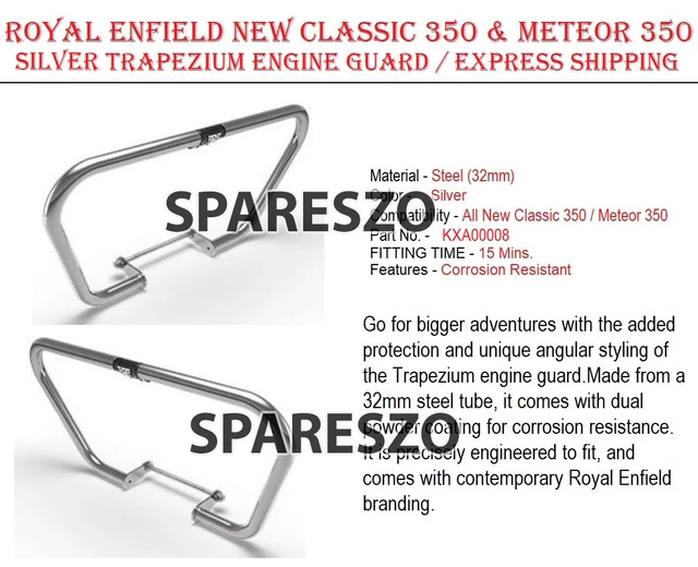 Meteor Guard ROYAL ENFIELD NEW Classic 350 & Meteor 350 Silver Trapezium Engine ...