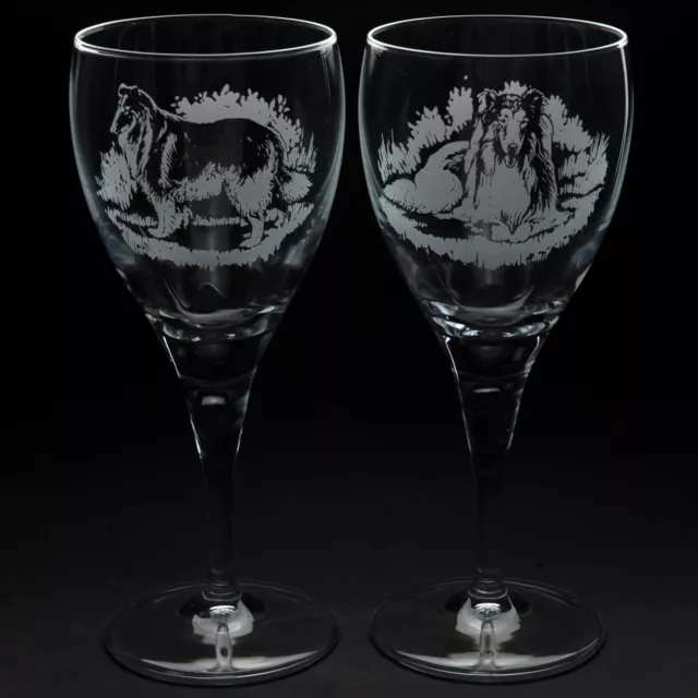 Rough Collie | Dog Crystal Wine Glass | Engraved | Pair or Single