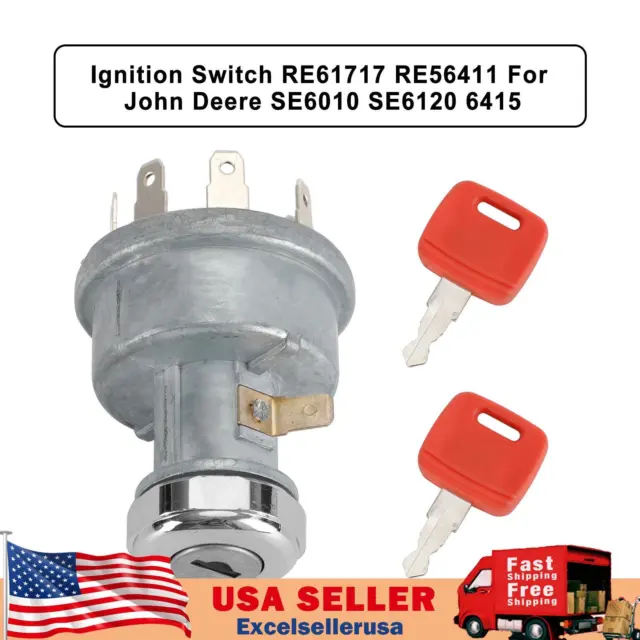 Ignition Switch W/2 Keys RE61717 RE264579 Fits For John Deere SE6010 SE6120 6415