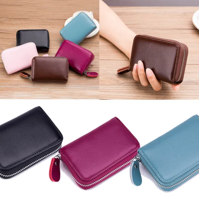 Men Women Wallet Leather Credit Card Holder RFID Blocking Purse with Coin Pocket