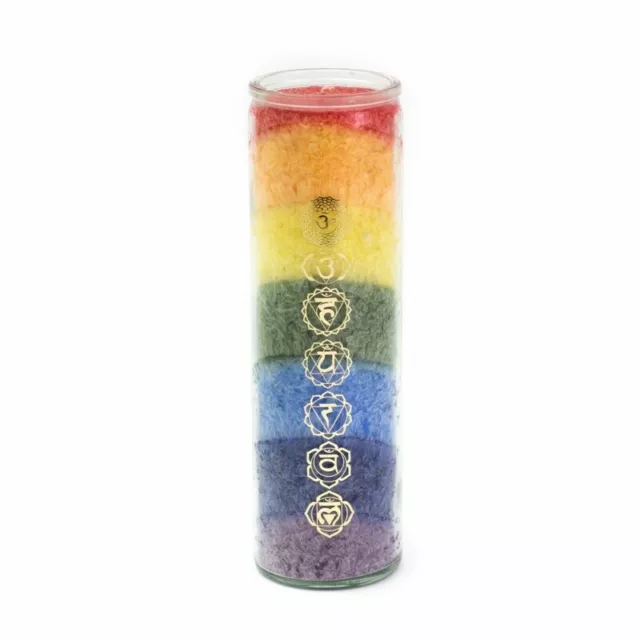 Chakra Aromático Vela - Encajonado En Soporte de Vidrio - 100 Horas Duración