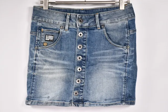 Vintage G-Star Raw Arc Btn Long Mini Denim Skirt Button Front size 26