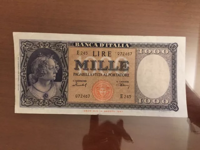 BANCONOTA LIRE 1000 ITALIA MEDUSA 11 2 1949 RARA conservazione BB+ NUM SABAUDA