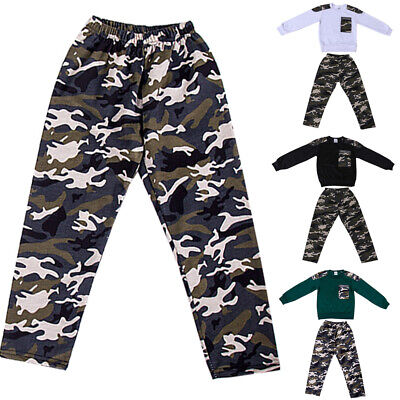 2Stk Kinder Junge Camouflage Kleidung Langarm T Shirt Jogginghose Outfit Sets