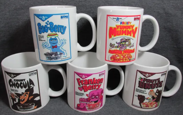 Count Chocula-Boo Berry-Franken Berry & Co. Cereal Coffee Cups, Mugs SET OF FIVE
