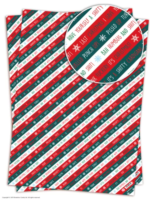 Brainbox Candy Christmas Xmas wrapping paper gift wrap sheets funny rude joke