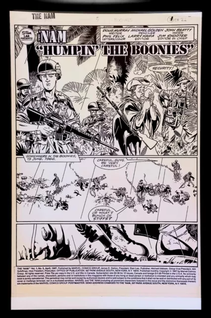 The 'Nam #5 pg. 1 by Michael Golden 11x17 FRAMED Original Art Poster Comic