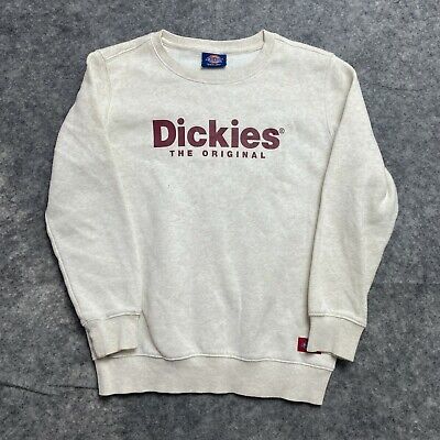 Dickies Sweatshirt Kids 2XL XXL Cream Crew Neck Long Sleeve Cotton Logo