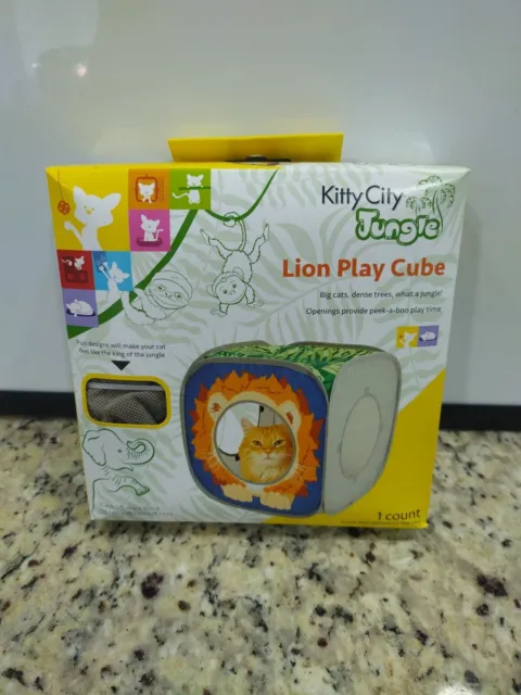 Kitty City Lion Play Cube, Cat Cube, Play Kennel, Cat Bed, Jungle Cat House,
