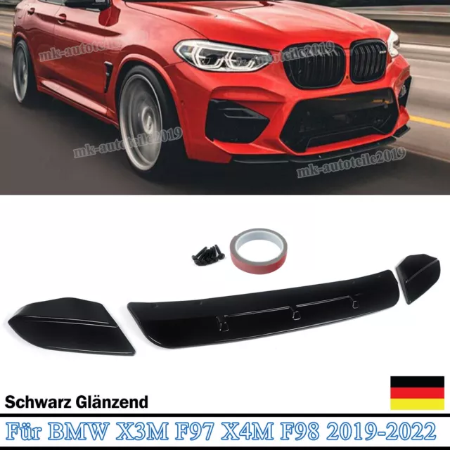 Für BMW X3M F97 X4M F98 19-21 Frontspoiler  Spoilerlippe Schwert Schwarz Glänz