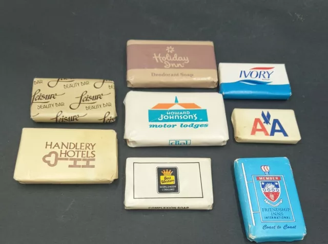 Vintage Lot of 8 Hotel - Motel Travel Size Mini Bar Soaps Ivory,AA,Best Western