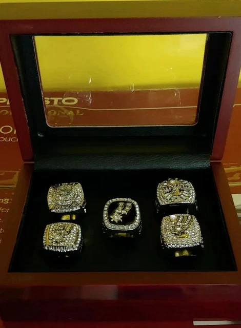 Tim Duncan - San Antonio Spurs Championship 5 Ring Set With Wooden Display Box