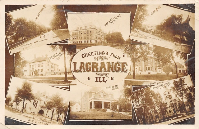 La Grange Chicago Illinois~Mini Multi View~5th Ave~Suburban Club~Poets~1911 RPPC