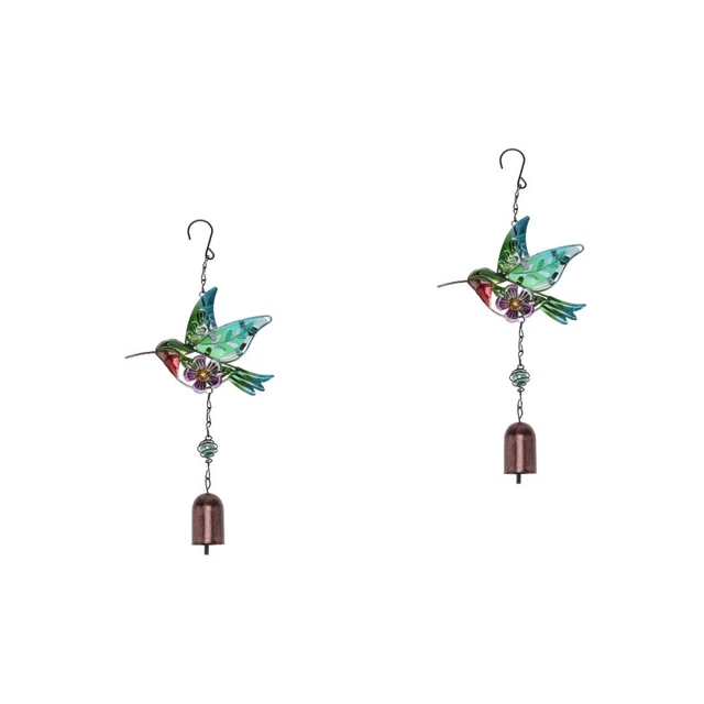 2 stücke bunte glas metall garten wandkunst dekoration hängen hummingbird 2