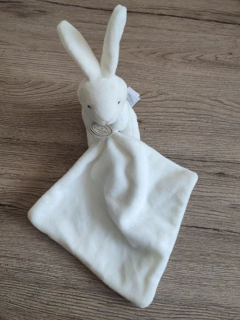 DOUDOU ET COMPAGNIE lapin blanc mouchoir double boite fleur DC303 Etat NEUF