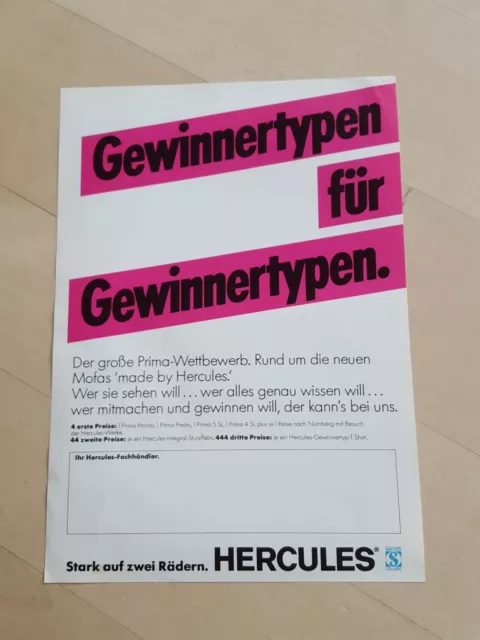 Hercules 50 Prospekt Mofa Moped Oldtimer Reklameprospekt Flyer 1980er Jahre rar