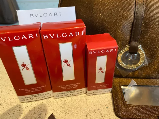 Bulgari (BVLGARI) Emirates First Class Amenity kit Bag. New. 5ml perfume. Ladies