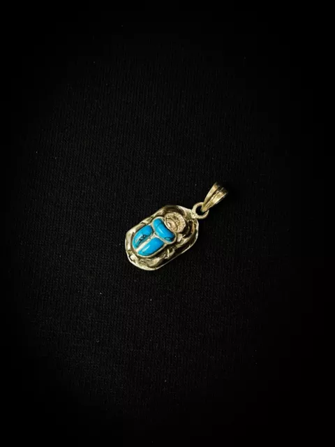 Marvelous Ancient Egyptian Scarab Beetle Pendant made from Pure Silver