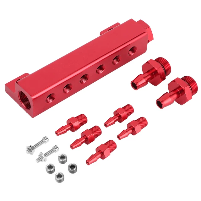 Kit collettore blocco aspirazione auto 6 porte rifiuti gas carburante turbo boost (rosso