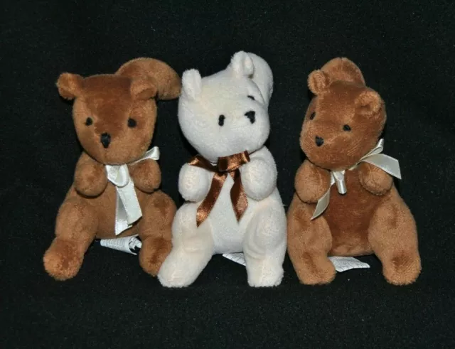 Lot 3 doudou peluche écureuil blanc & marron YVES ROCHER LBVYR ruban 12 cm TTBE