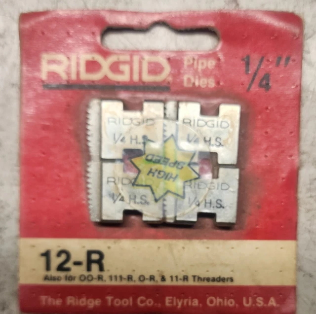 RIDGID 37860 1/4" NPT 12-R SS STEEL THREADING DIES for  12-R 11-R 00-R 111-r O-R